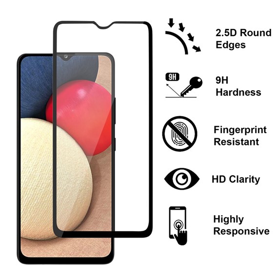 CaseUp Samsung Galaxy A02s Tam Kapatan Ekran Koruyucu Siyah 2